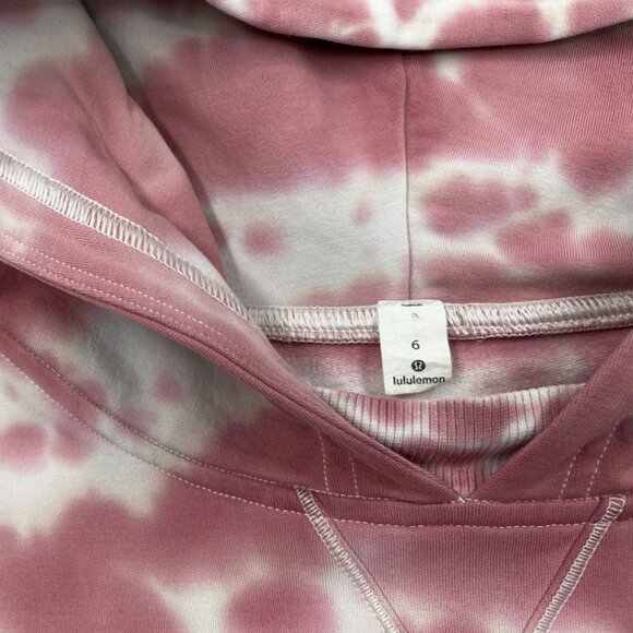 Lululemon Pink White Hooded Tie Dye Camo Hoodie Sweatshirt Pullover Women's 6 - Picture 9 of 13